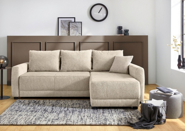 Jockenhöfer Gruppe Ecksofa Venezia, inklusive Bettfunktion und Bettkasten, Ottomane links oder rechts montierbar, inkl. Rücken- und Zierkissen Bild 1