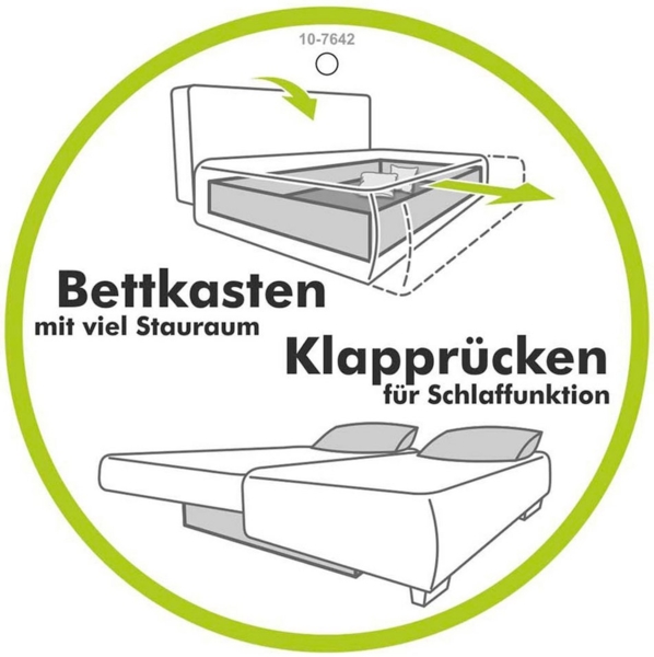 Jockenhöfer Gruppe Ecksofa Venezia, inklusive Bettfunktion und Bettkasten, Ottomane links oder rechts montierbar, inkl. Rücken- und Zierkissen Bild 2