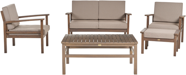 Lounge Set mit Tisch MANILA Zertifiziertes Akazienholz Dunkler Holzfarbton