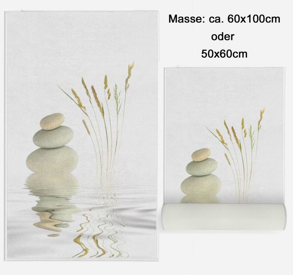 Ekershop Badematte Wellness Stone Badteppich Badvorleger für Dusche WC Duschvorhang, rutschhemmend beschichtet, fußbodenheizungsgeeignet, schnell trocknend, Polyester, 50 cm x 60 cm