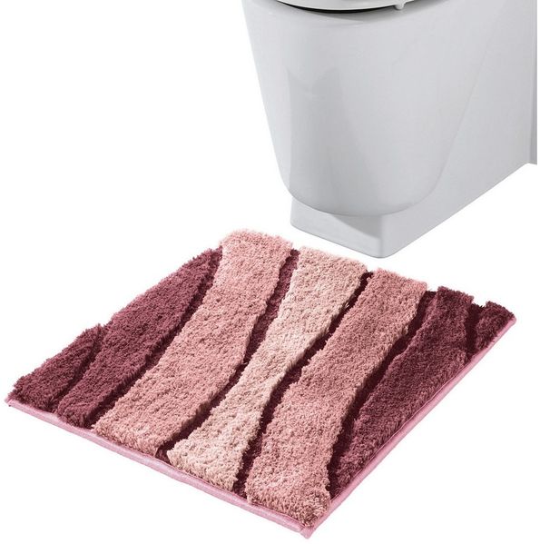 REDBEST Badematte WC-Vorlage "Louisville", Höhe 20 mm, eckig, Streifen/Hoch- Tiefstruktur