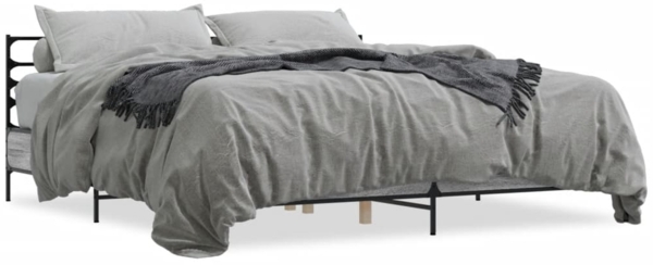 vidaXL Bettgestell Grau Sonoma 200x200 cm Holzwerkstoff und Metall 3280065