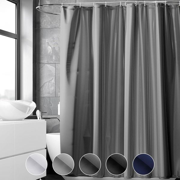 Duschvorhang 180x220 cm Anti-schimmel Wasserabweisend PVC Textil Dunkelgrau