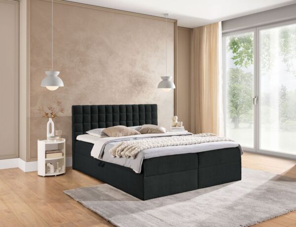 Boxspringbett Schlafzimmerbett TORIBO PREMIUM 180x220cm Stoff Coral Schwarz