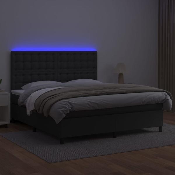 vidaXL Boxspringbett mit Matratze & LED Schwarz 160x200 cm Kunstleder 3135951 Bild 3