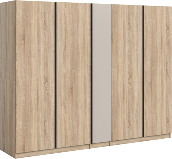 Kleiderschrank 5-türig (B/H/T: 230x183x53 cm) in Sonoma Eiche Nachbildung