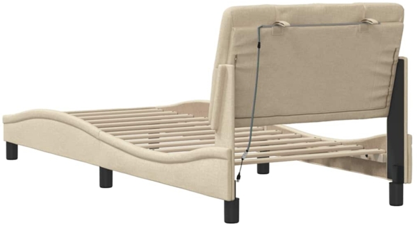 vidaXL Bettgestell mit LED ohne Matratze Creme 90x190 cm Stoff 3310641 Bild 9