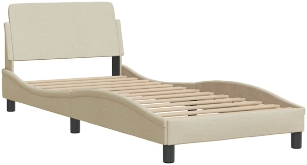 vidaXL Bettgestell mit LED ohne Matratze Creme 90x190 cm Stoff 3310641 Bild 5