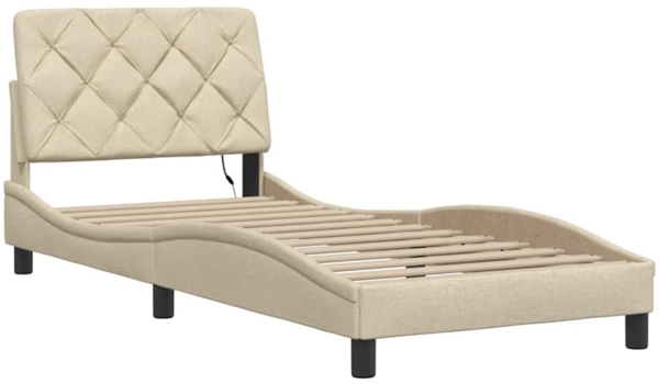 vidaXL Bettgestell mit LED ohne Matratze Creme 90x190 cm Stoff 3310641 Bild 8