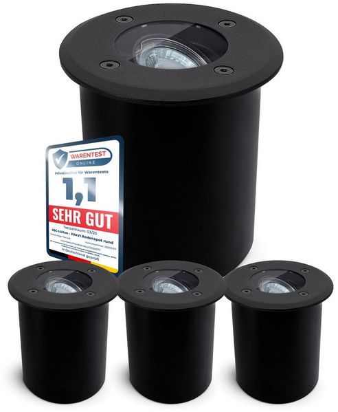 SSC-LUXon LED Gartenstrahler JUAVI Bodeneinbauleuchte IP67 schwarz rund für 1x GU10, ohne Leuchtmittel