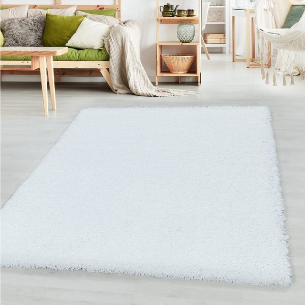 SIMPEX24 Teppich Unicolor - Einfarbig, Rund, Höhe: 30 mm, Einfarbig Shaggy Teppich Wohnzimmer Langflor Versch. Farben und Größen