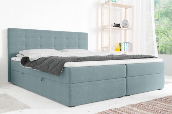 99rooms Bonvito Boxspringbett Pastellblau Strukturstoff INARI Bonell-Federung 160x200 cm