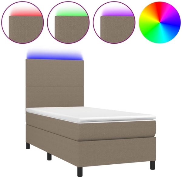 vidaXL Boxspringbett mit Matratze & LED Taupe 80x200 cm Stoff 3134673