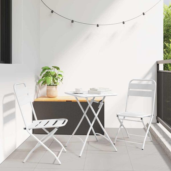 vidaXL Bistrogarnitur 3 pcs Weiß Stahl 42002950