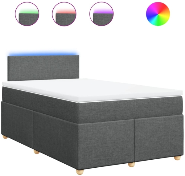 vidaXL Boxspringbett mit Matratze Dunkelgrau 120x190 cm Stoff 3288913
