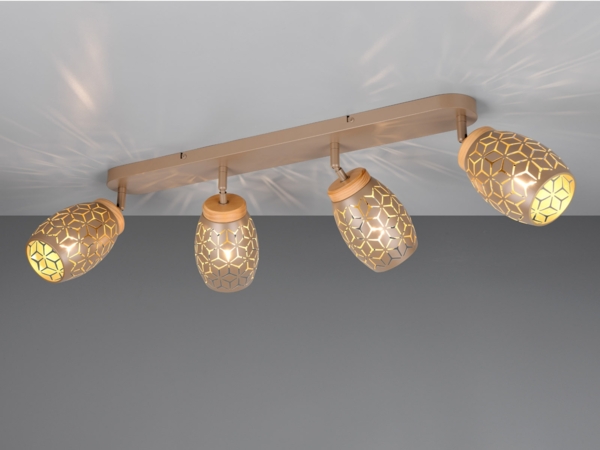 Deckenstrahler BIDAR Coffee 4-flammig mit Stanzmuster, Breite 74cm