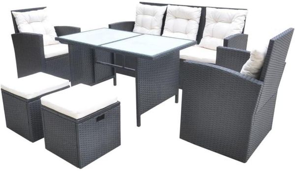 vidaXL Poly Rattan Gartenmöbel Set 6-TLG. Sitzgruppe wasserdicht mit Tisch