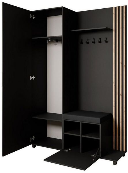 Beautysofa Garderoben-Set Livia – Design, Funktion und Ordnung in Perfektion, (Geräumiger Schuhschrank, mit praktischer Kleiderstange)