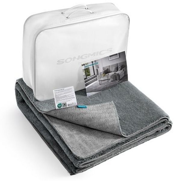 Songmics Teppich, 80x150 cm, Wohnzimmerteppich, Rutschfester Teppich, Dekoration, für Wohnzimmer, Schlafzimmer, Kinderzimmer, maschinenwaschbar, Super Soft, modern, Taubengrau Bild 3