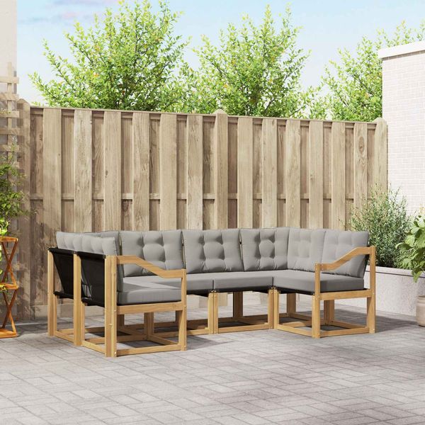 vidaXL Outdoor-Sofagarnitur mit Kissen 6 pcs Weiß und Hellgrau 3389821