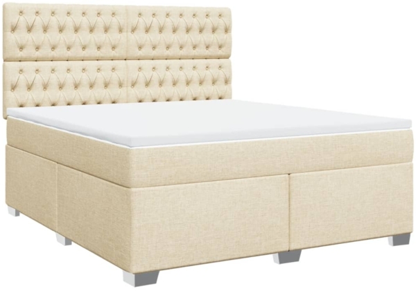 vidaXL Boxspringbett mit Matratze Creme 180x200 cm Stoff 3290579
