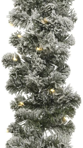MARELIDA LED-Girlande LED Tannengirlande Schneeoptik Timer Batterie Weihnachten Außen, 50-flammig