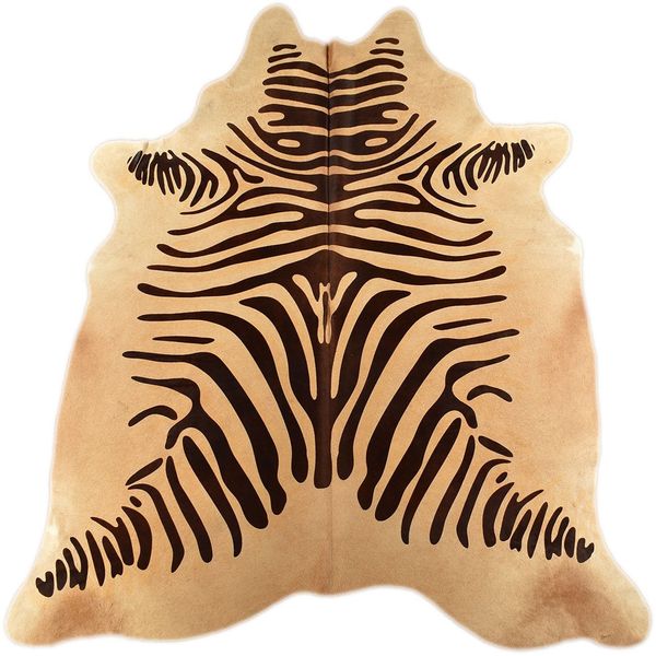 KUHFELL online & NOMAD Fellteppich KUHFELL STIERFELL RINDERFELL ZEBRA HELLBRAUN BEIGE MIT ZEBRA PRINT