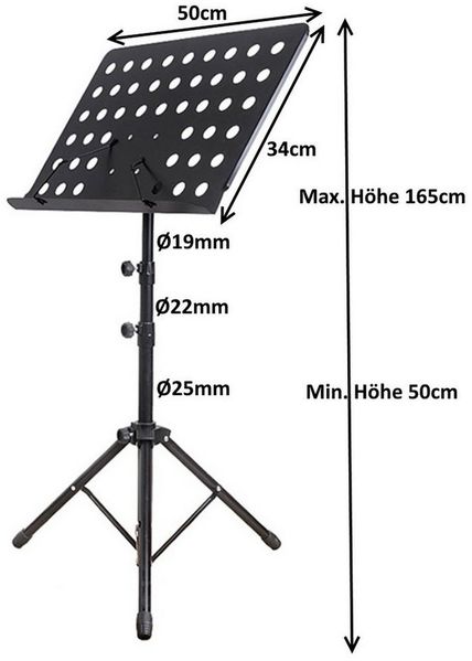 BAYLI Regal 50 - 165cm höhenverstellbarer Notenständer, Musikständer in Schwarz