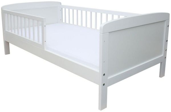 Micoland Kinderbett Kinderbett Juniorbett 160x70 cm mit Matratze umbaubar weiß