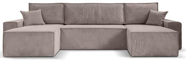 Beautysofa Ecksofa mit Bettkasten, im Cordstoff HEKTOR U, mit Schlaffunktion, Breite der Ottomane wählbar – 70 oder 100 cm