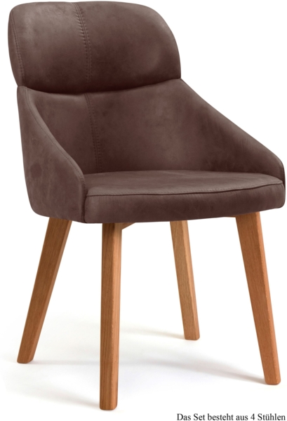 Esszimmerstuhl (4er-Set) Dasya 52x82x63 Eiche geölt/Braun