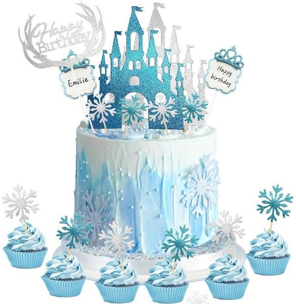 LuxusKollektion Kochbesteck-Set Tortendeko Eiskönigin Mädchen Schloss Geburtstag Kuchen Schneeflocke