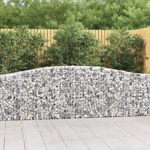 vidaXL Gabione mit Hochbogen 400x30x80/100 cm Verzinktes Eisen 153404