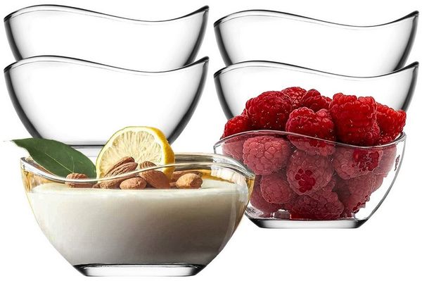 LAV Dessertschale Vira Glasschalen - 310 ml (10 1/2 oz), 6er Set, Glas, (6er-Set, 6-tlg), Geschwungene Form, ideal für Desserts, Snacks, Dips