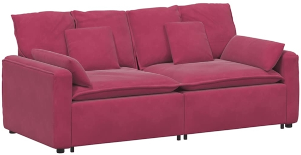 vidaXL Modulares Sofa mit Kissen Weinrot 3321133