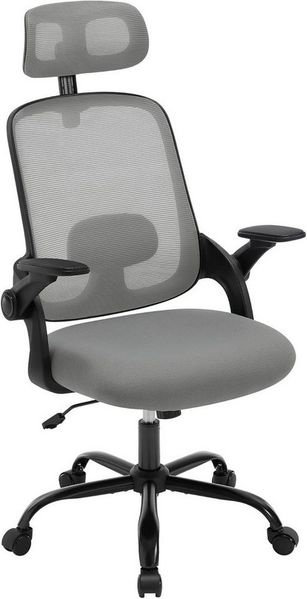 Woltu Bürostuhl, Wippfunktion, Armlehnen Lendenwirbelstütze, Verstellbarer Kopfstütze