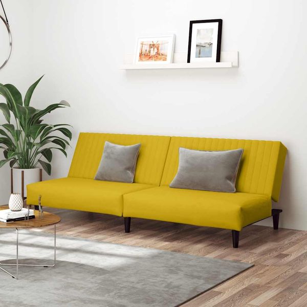 vidaXL Schlafsofa 2-Sitzer Gelb Samt 375933