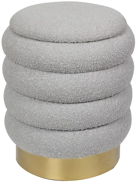 Vente-unique Hocker ESDALO Bouclé Stoff, Grau, 36x44x36 cm