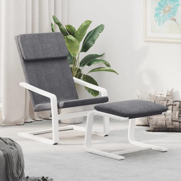 vidaXL Relaxsessel mit Hocker Dunkelgrau Stoff 3154414