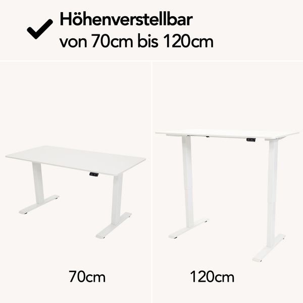Brixy Sitzständer Schreibtisch - Elektrisch Verstellbar In Höhe - 120 x 60 CM - Weiß Bild 9