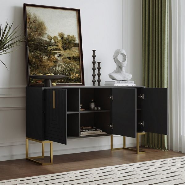 Odikalo Sideboard Modernes Sideboard mit verstellbaren Regalen,U-förmigen Schranktüren