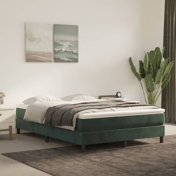 vidaXL Boxspringbettgestell Dunkelgrün 140x190 cm Samt 3120769