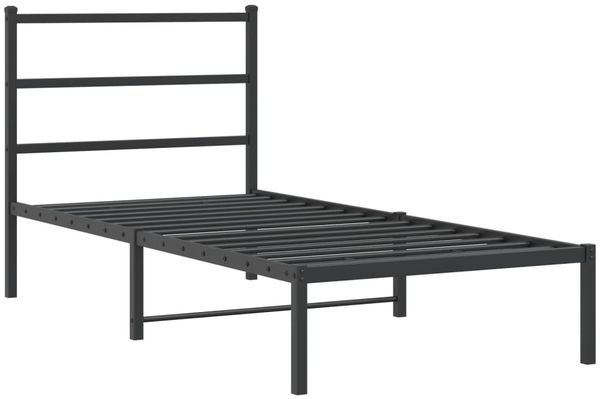 Einzelbettgestell Design für Erwachsene mit Kopfteil Metall Schwarz 90x190 cm d2791e Bild 3