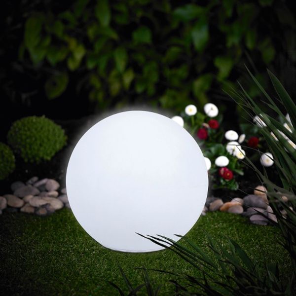 MeLiTec Solar Gartenleuchte LK13-6 Kugel ⌀ 30 cm, weiß