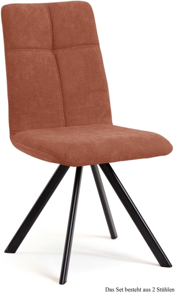 Esszimmerstuhl drehbar (2er-Set) Deryl 47x92x60 Schwarz/Cognac