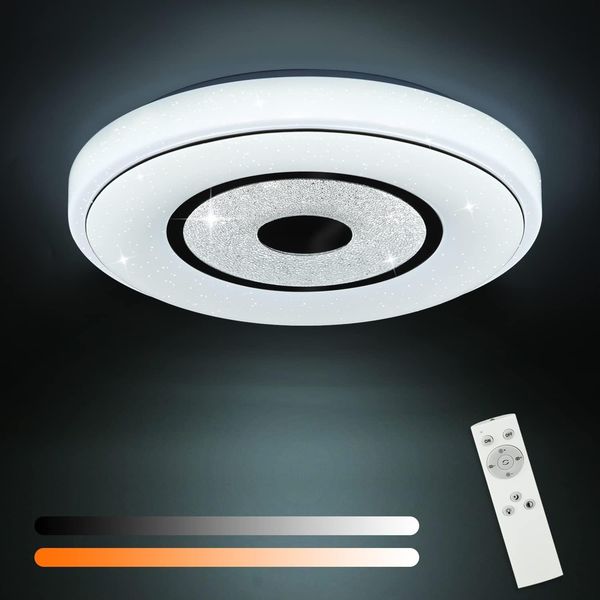 ZMH Deckenlampe LED Deckenleuchte Schlafzimmer - Schlafzimmerlampe Rund Ø30CM Küchenlampe Sternenhimmel Küche Deckenbeleuchtung 18W Flurlampe Dimmbar mit Fernbedienung für Wohnzimmer Kinderzimmer Flur