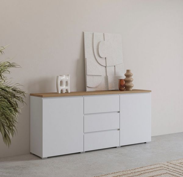 OTTO home Sideboard Modo, Breite 150 cm, moderne grifflose Kommode 2Türen/3 SK, Schubladenkommode mit viel Stauraum, Einlegeböden verstellbar