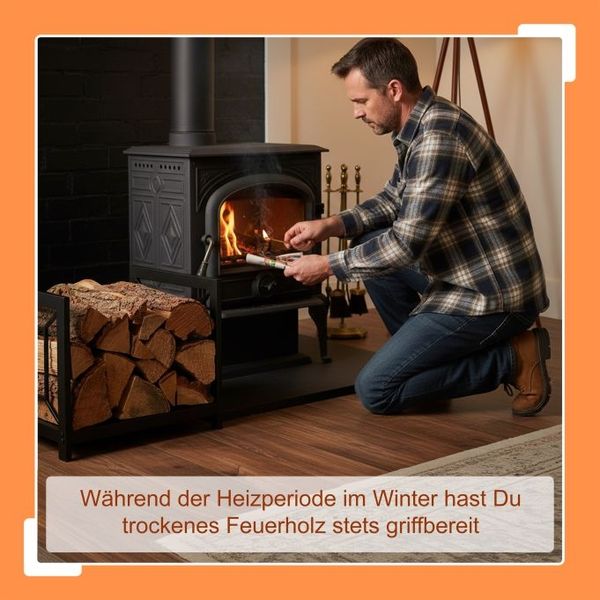 Relaxdays Modernes Kaminholzregal aus Metall Bild 3