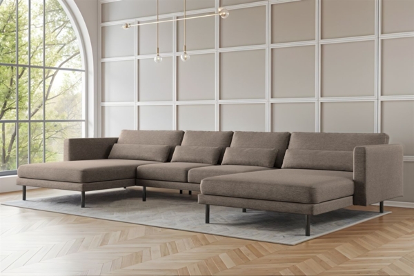 Wohnlandschaft U-Form Sofa AGADA in Stoff Verita Braun