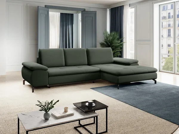 Vente-unique - ARCHIBALD Sofa Stoff Grün - B 104 cm x H 82 cm x L 265 cm